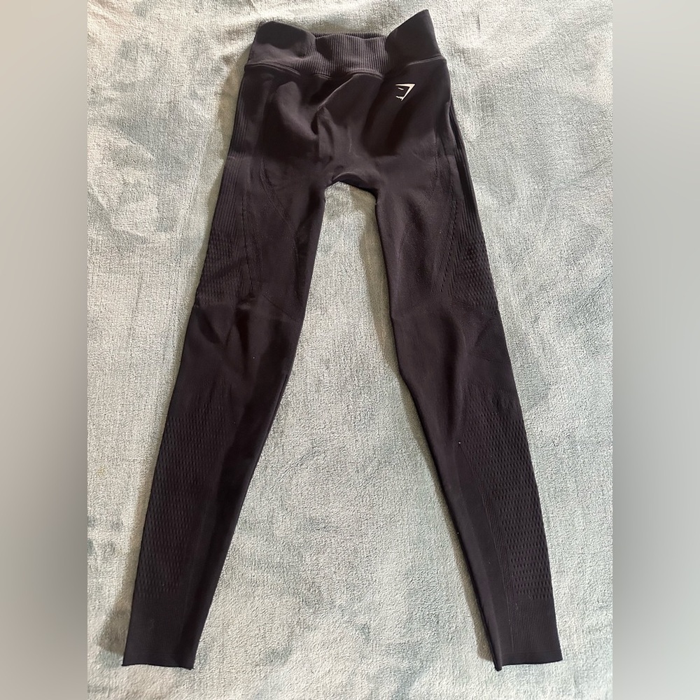 Gymshark Charcoal Black  Leggings with Perforated Design